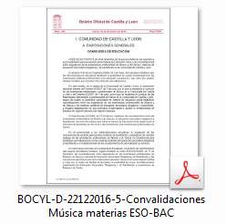 ORDEN EDU/1076/2016, de 19 de diciembre, Convalidaciones Música ESO-Bac ORDEN EDU/1076/2016, de 19 de diciembre, Convalidaciones Música ESO-Bac