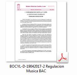 ORDEN EDU/280/2017, de 6 de abril, Regulación Música Bachillerato
